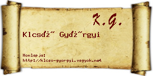 Klcsó Györgyi névjegykártya